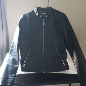 Leather waist length jacket